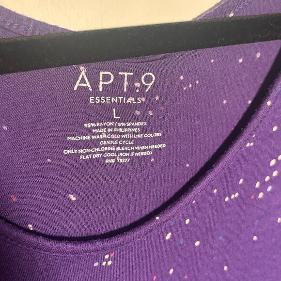 APT 9 ESSENTIALS Size Large Purple Long Sleeve Jersey Tunic Top Speckled - Picture 4 of 7